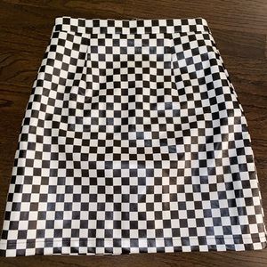 Checkered faux leather mini skirt